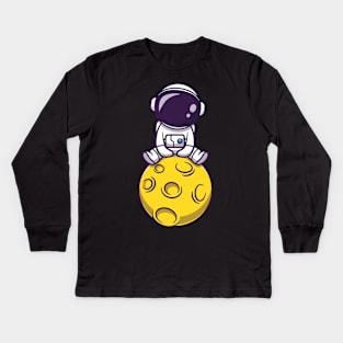 The astronaut has landed on the moon Kids Long Sleeve T-Shirt